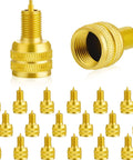 20 Pcs Large Bore Tire Valve Adapters Brass 22mm External Stem Reducers Connectors In Gold for cars, trucks, motorcycles, and tires.