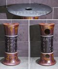 Gotta Have Heavy Duty Round Ceramic Basin Freestanding Sink Slick Polished Finish Zero Sweat Cleanup Standalone Art Lavatory Vessel With Glass Mirror Total Bathroom Glow Up with unique engravings.