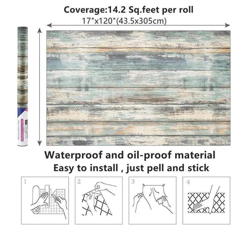 Blue Rustic Wood Peel And Stick Wallpaper For Walls And Furniture Self Adhesive Vinyl Plank Removable And Easy To Clean
