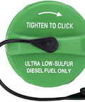 Diesel Fuel Cap Replacement For Ram Dodge ProMaster And Jeep Liberty Wrangler Grand Cherokee SUVs 2005 Through 2021 52013994AB 68109840AA Compatible Gas Cap OEM Grade High Quality Durable. Green cap with tightening instructions and tether.