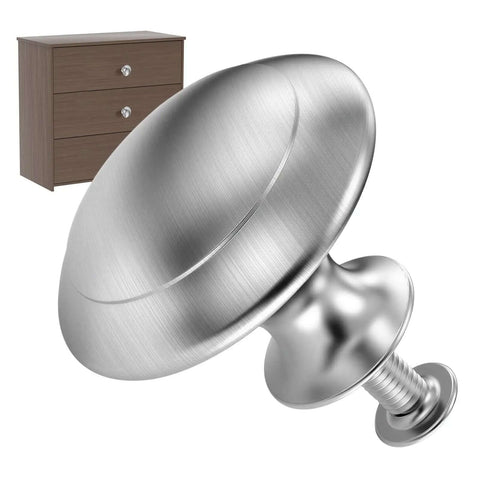 Close-up of 60 Pack Silver Cabinet Knobs Round Drawer Knobs and Pulls Heavy Duty Zinc Alloy Handles for Cabinets