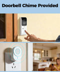 Dual Band Wireless Video Doorbell Camera With 2.4G And 5G Wi Fi, 2 Way Audio, AI Motion Alerts, Instant Alerts, Included Chime, No Monthly Fee, Easy Setup, Battery Powered With Long Battery Life, Works With NVR Or Standalone Security System, doorbell and chime installed
