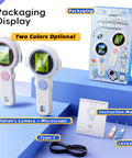 2 In 1 Kids Microscope Camera With 1000X Digital Magnification, Handheld STEM Toy For Nature Exploration, Cool Science Gift For Boys And Girls Ages 3 To 10, Easy To Use, Ready To Explore The Tiny World, packaging display