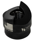 Heavy-duty black One Half Inch Conduit Punch for Electrical Boxes and Panels, works with various drives for precise holes.