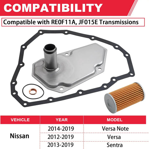 Transmission Filter And Oil Pan Gasket Kit For Nissan Versa Sentra Versa Note 2012 2019 Replacement 33010 JF015 31726 28X0A