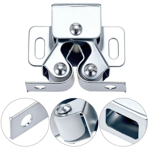 30 Pack Double Roller Cabinet Door Latch Kit, Beefy Galvanized Cold Rolled Steel Tension Catch Keeps Doors From Drifting