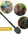 Folding Shovel With Pickaxe And Multi Tool Saw, Whistle, Compass And Bottle Opener, High Carbon Steel, 24 Inch Off Road Emergency Shovel
