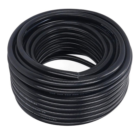 Big Time 100FT 3/8 Inch Air Hose Plus Pond Tubing Kit For Pond Pump And Aerator System Built With Hella Strong PVC Giving Serious Durability And Leak Proof Performance You Really Gonna Dig This Heavy Duty Gear For Any Water Feature At Home, coiled black PVC air hose