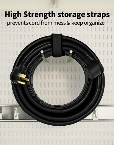 Built Tough To Take The Heat 12 AWG 25 FT Welder Extension Cord 25 AMP 250 VOLT Flat Plug NEMA 650P To 650R with storage straps