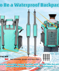 Low Profile 25L Waterproof Deck Bag For Paddle Boards And Kayaks Roll Top Dry Bag For SUP Gear with straps shown as backpack
