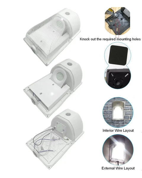 26W 3000LM LED Wall Pack Light 100-277V 5000K Daylight Photocell Dusk To Dawn Outdoor Security Lighting details