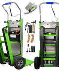 Heavy Duty Electric Stair Climbing Hand Truck With Rubber Tracks And Lithium Battery For Moving Furniture Safely In Warehouses Or High Rise Buildings Without Strain On Your Back, showcasing design and accessories.