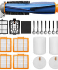 Replacement Parts Kit For AI Ultra Robot Vacuum With Main Brush HEPA Filter Foam Filter And Side Brush Compatible With AI Ultra Series Robots That Delivers Easy Fit And Durable Performance, showing brushes, filters, and parts.