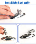 Boat Bimini Top Swivel Hinge 316 Stainless Steel Deck Side Mount Quick Release Hinge shown in hand for size perspective.