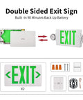 LED Emergency Light And Exit Sign Combo with Back Up Battery Green Exit Sign, twin head lamps, ABS housing, 6 pack view