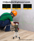 Person using Green Cross Line Laser Level With Tripod Self Leveling For Indoor Outdoor Use 82 Ft Range Picture Hanging Tile And Wall Renovation Tool