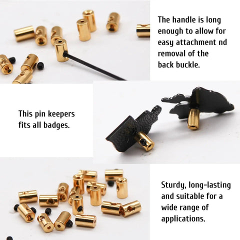 Premium Gold Pin Backs Locking Clasp Set Comes With Twenty Pieces And Safety Wrench Tools Top Shelf Security For Badges Medals And Crafts Zero Fuss Setup Always On Point