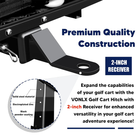 2 Inch Receiver Golf Cart Trailer Hitch For Rear Seat Back Mount Fits Club Car EZGO Yamaha, premium construction