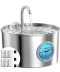 Stainless Steel Cat Water Fountain For Quiet Hydration And Easy Living, 74oz 2.2L Pet Fountain With 6 Filters And 3 Sponges