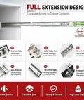 Diagram of 10 Pair Drawer Slides 22 Inch Side Mount Built Tough Ball Bearing Cabinet Drawer Glides Full Extension Kitchen Rails