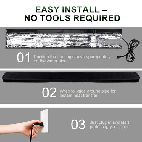 Installation guide for Outdoor Water Pipe Heating Blanket With 9.8 Foot Cord No-Fuss Freeze Prevention Heat Tape for Pipes and RV Hoses.