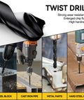 Multiple drills using the Beefy 16-Piece Drill Bit Set For Metal, Wood, Plastic, And Drywall on various materials.