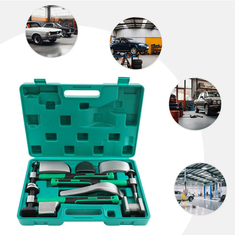 9 Piece Sheet Metal Repair Tools Set For Auto Body Dent Fixes, Durable 45 Steel Die Forged Kit With Leverage Tools For Easy Dent Smoothing in case
