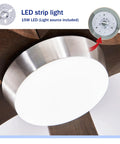 Close-up of LED light kit on 52" 5PCS Solid Wood Blades Ceiling Fan with Lights Remote Control, Nickel.