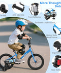 Child riding 16 Inch Kids Bike For Boys And Girls With Removable Training Wheels Pneumatic Tires Adjustable Seat And Handlebar