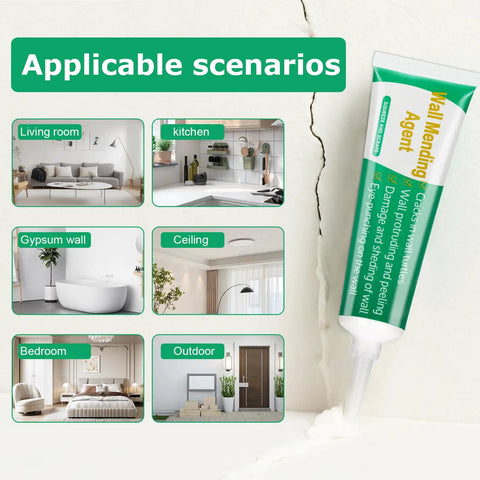 Drywall Repair Kit For Quick Hole Fill And Wall Mending, No Fuss Patch For Cracks And Dents, product usage scenarios shown in images