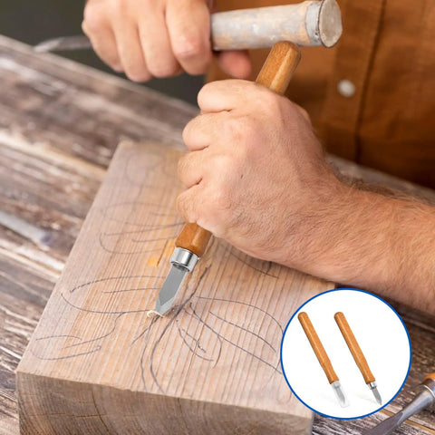 2 Pack Heavy Duty Marking Knife With High Carbon Steel Blade Double Edge Woodworking Scribing Tool And Ergonomic Hardwood Handle Build For The Long Haul Kickass Precision in use, carving lines into wood.