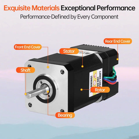 YEJMKJ Nema 17 closed-loop stepper motor with integrated driver, 2-phase, 0.44Nm torque, 62mm body, front view
