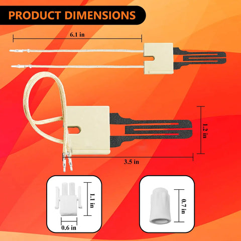 Furnace Igniter Replacement 62-22868-93 Hot Surface Igniter with dimensions and ceramic element for gas furnaces.