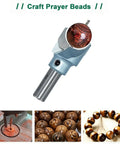 Wood Bead Maker Kit With Tungsten Steel Ball Milling Cutters Set for DIY beads, showing bead cutter with wooden bead in cutter.