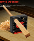 Slick No Sweat Drill Attachment Jig Kit For Turning Square Lumber Into Smooth Wooden Dowels Fast Solid Eight Size Range With Razor Sharp Carbide Blades For Hard Core Woodworking demonstrating easy operation.