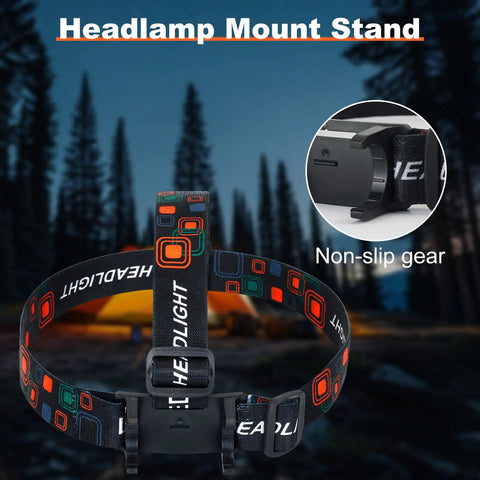 5 Pack Headlamp Holder Clip Mount For 22mm To 26mm LED Headlamps with anti-slip gear detail, nighttime setting