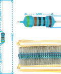 Resistor assortment kit: metal film axial resistors, blue-green color bands, 2600 pcs, 1/4W 1% for Arduino PCB DIY