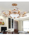 Flat Out Gorgeous Crystal Chandelier And Ceiling Fan Light Featuring Smooth Remote Control For Living Room Or Bedroom To Kick Up Your Home Vibe With Retro European Style Luxury Fixtures That Seriously Steal The Show in a modern office setting.