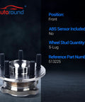 AWD Front Wheel Bearing And Hub Assembly 5-Lug Non-ABS Fits Chrysler 200 2005-2023, Dodge Challenger 2017-2023 front view