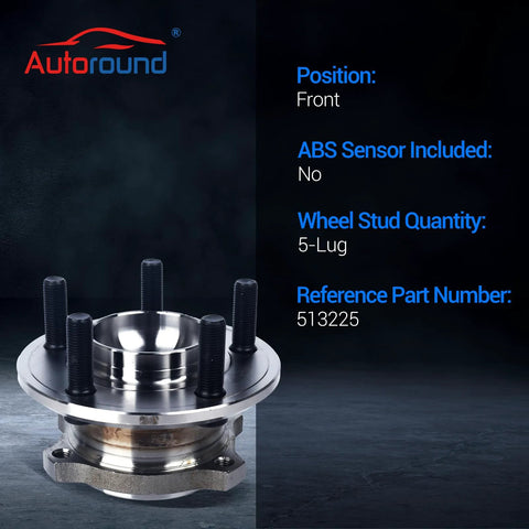 AWD Front Wheel Bearing And Hub Assembly 5-Lug Non-ABS Fits Chrysler 200 2005-2023, Dodge Challenger 2017-2023 front view