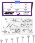 Hella Secure M4 Knurled Thumb Screws Assortment Kit With Nickel Plated Flat Heads and Fully Threaded Shaft for Easy Hand Turning and Quick Job Site Tweaks On Automotive Builds Or Shop Gear In Seven Sizes in a carry case.