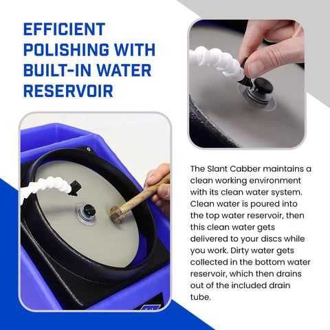 8 Inch Slant Cabber Lapidary Polisher Kit for Gemstones And Crystals, showcasing water reservoir system in use