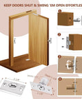 Heavy Duty Pivot Hinge Set With Stainless Steel Ball Catch For Wood Doors And Hidden Bookcases Featuring 360 Rotation And Invisible Hardware That Hits Different For Super Smooth Swinging Every Single Time, installation guide and components