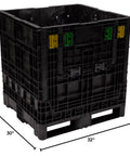Rugged Collapsible Bulk Storage Container Featuring Four Way Forklift Access And Two Drop Doors Standard Duty Stacking Pallet Box dimensions 34x30x32 inches.