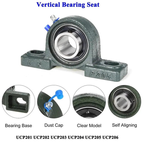 Heavy Duty Self Aligning Pillow Block Bearing Outer Spherical Seat For Machines Smooth Rotation Support 15mm bore cast iron UCP202