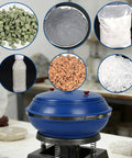 6L Electric Vibratory Tumbler For Polishing And Rust Removal with accessories for jewelry and metal parts, blue machine in workshop