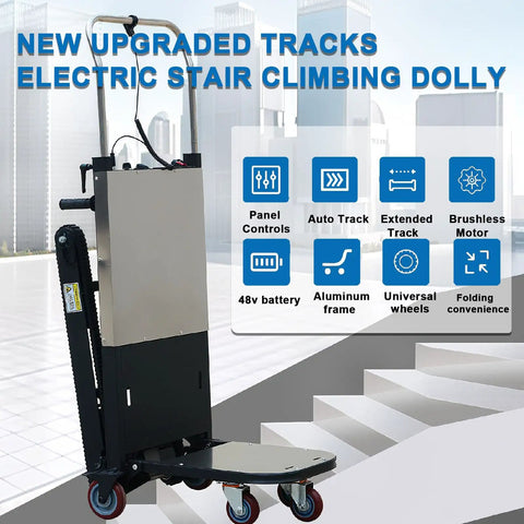 Upgraded Electric Stair Climbing Hand Truck With Heavy Duty Track Design, Powerful 850W Brushless Motor For Loads Up To 661 Lbs on stairs.