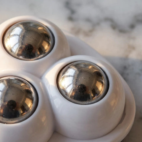 Close-up of 3pcs 12pcs Furniture Caster Wheels, 360 Degree Swivel Self Adhesive, stainless steel on a white base.