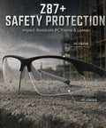 Hardcore Photochromic Safety Glasses With Slick Adaptive Lenses And Uv400 Shield For Serious Eye Protection During Cycling Diy Tasks And Outdoor Jobs Built Damn Tough For All Day Wear In Storm Gray Blue showing impact-resistant PC frame and lenses.