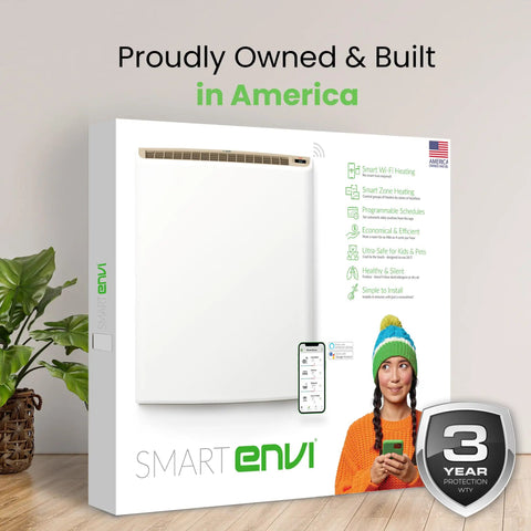 Sleek Wifi Wall Heater Kick The Winter Chill Legit Game Changer App Controlled Smart packaging design displayed with features.